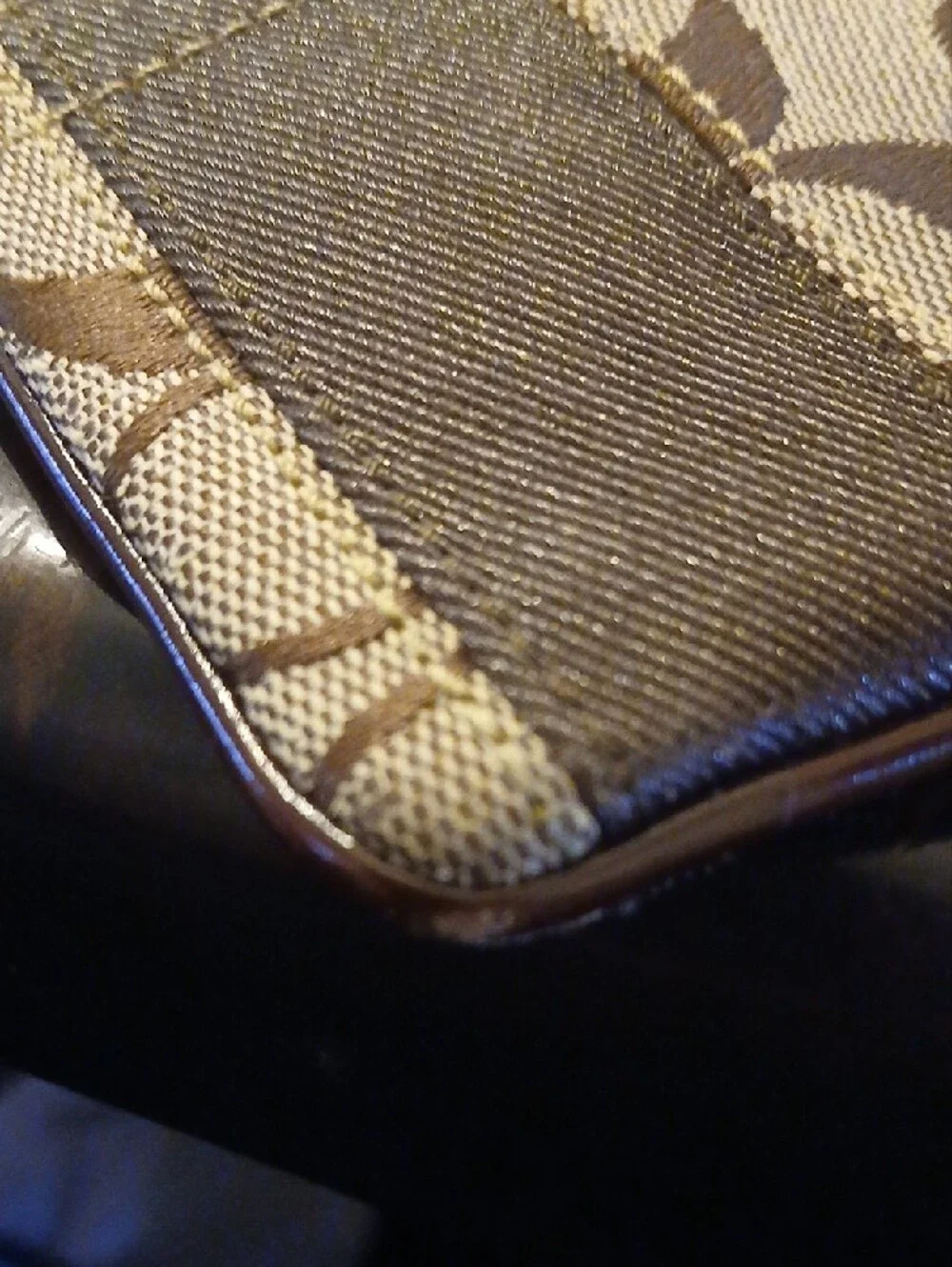 Coach Brown Logo Canvas Wristlet with Dark Brown Accent